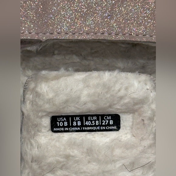 REVITALIGN Amelia Pink Sparkle Adjustable Leather/faux-fur Orthotic Slipper-10 - Picture 9 of 11